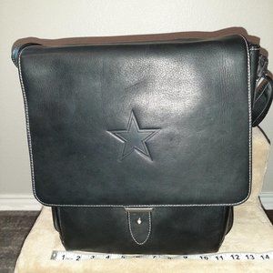 All Leather Dallas Cowboy Logo Computer Satchel Messenger Bag
